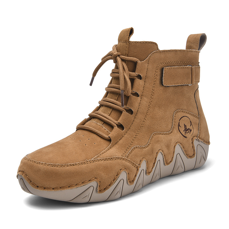 New Cross-border Shoes, Large Size Women's Martin Winter Plush Warm Mid-top Leather Boots, Outdoor Casual Short Boots_vogvips.com