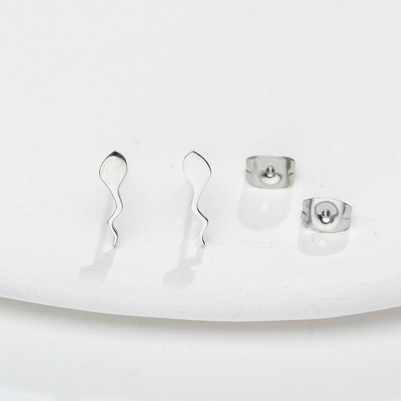 Fashion Tadpole Titanium Steel Ear Studs Plating No Inlaid Stainless Steel Earrings