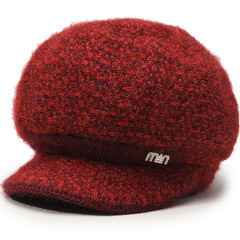 秋冬季新款女士針織帽加絨加絨保暖防寒毛線帽短檐中老年人媽媽帽