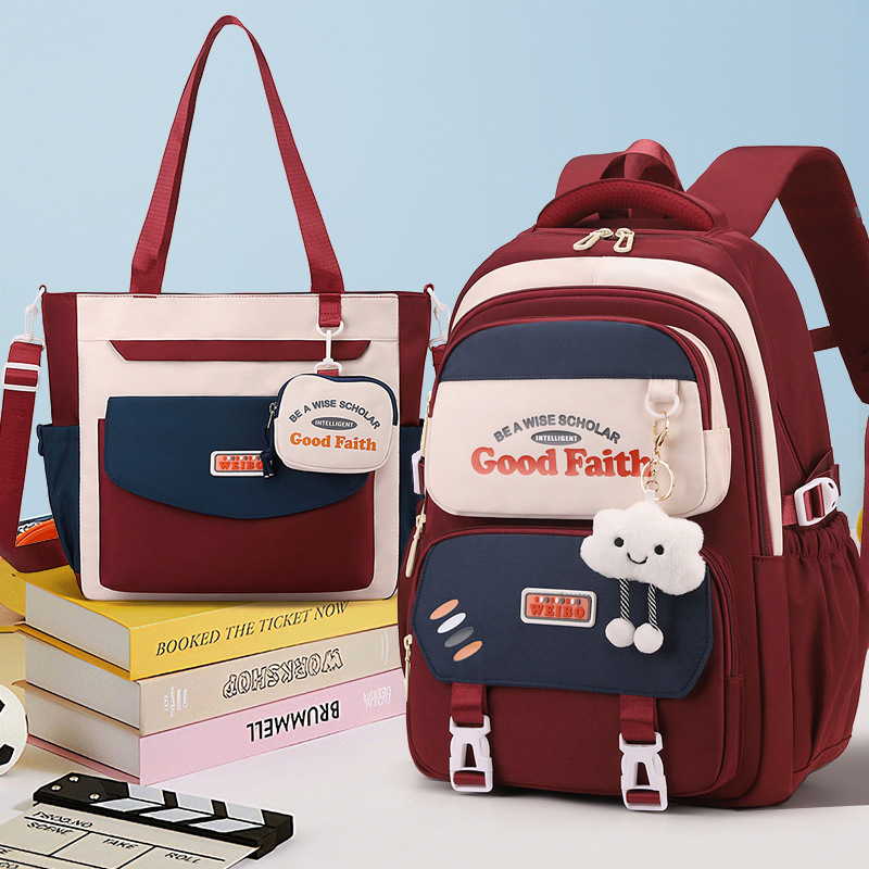 Large capacity backpack for girls in grades 4-6, middle and high school students, Korean style, lightweight and stylish.