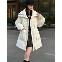 Y910 冬款时尚洋气减龄大翻领抽身收腰女式中长款羽绒服JR