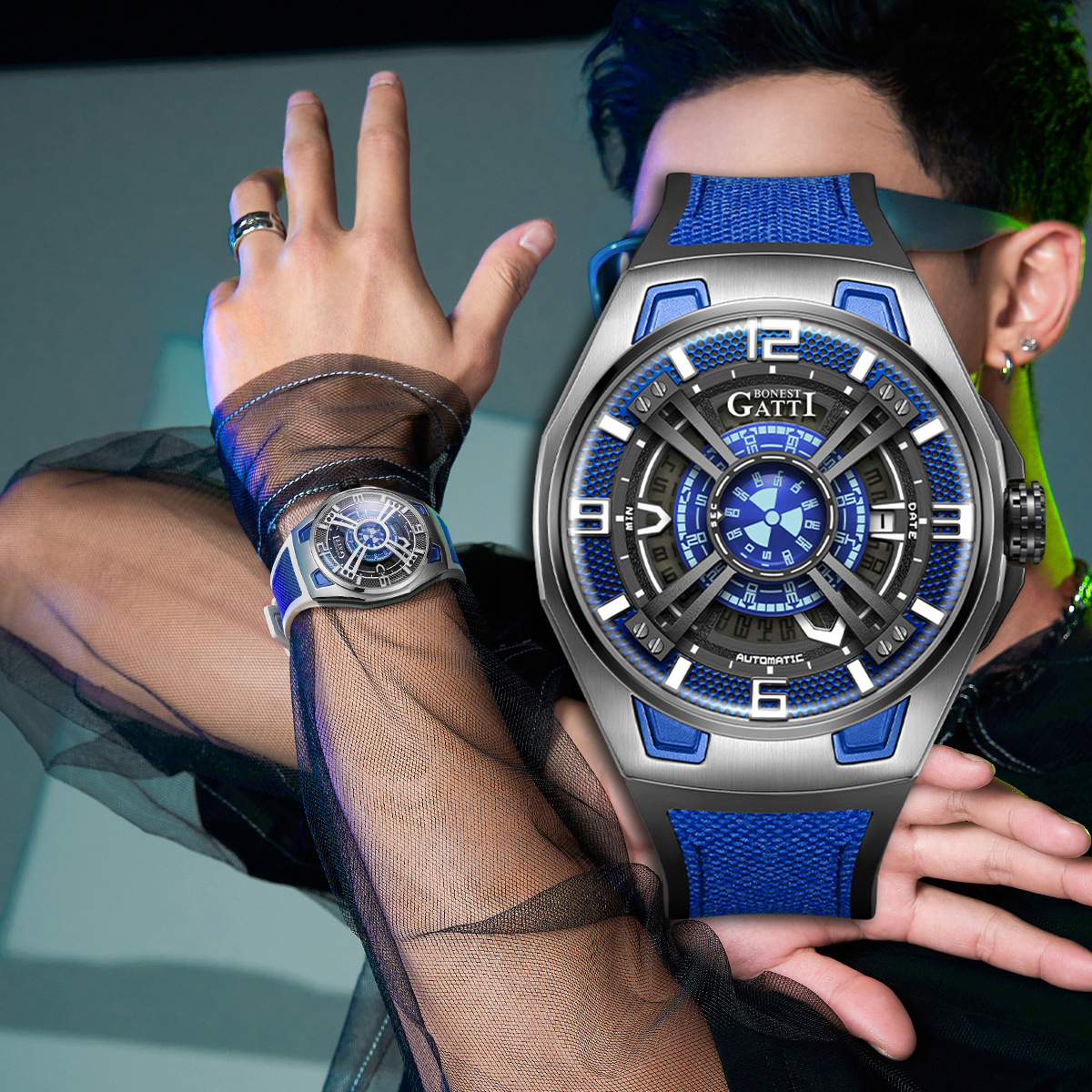 Bugatti Brand Watch Men's Cross-Border Popular Personalized Mechanical Watch Fully Automatic Waterproof Fashionable Watch