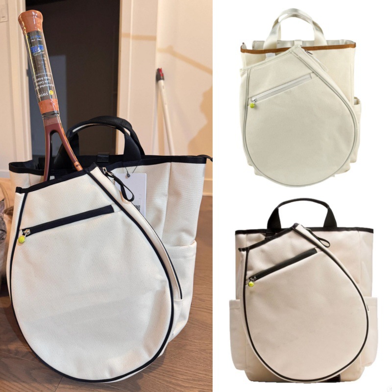2025 New Lulu Tennis Bag Lightweight Canvas Tennis Sports Portable Backpack Large Capacity Badminton Bag