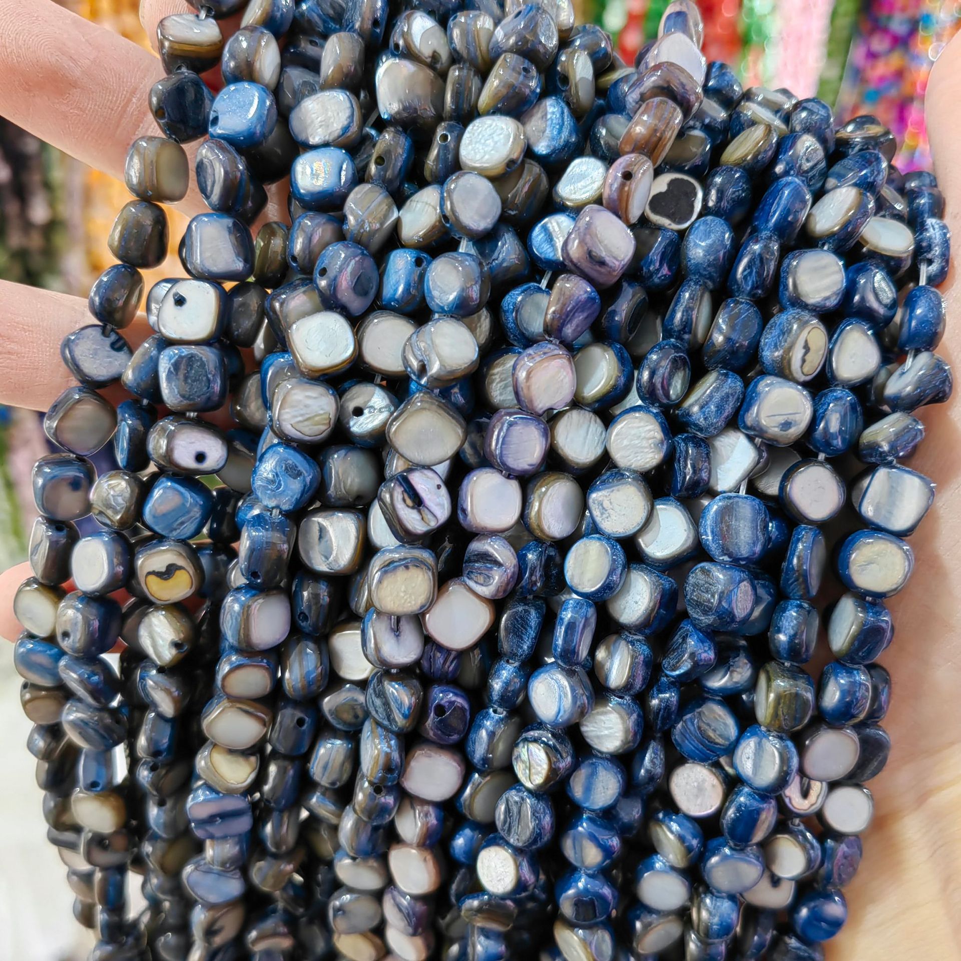 Conchas de cabeza de toro natural 8mm con cuadrados semiacabados perlas dispersas accesorios de joyería diy al por mayor