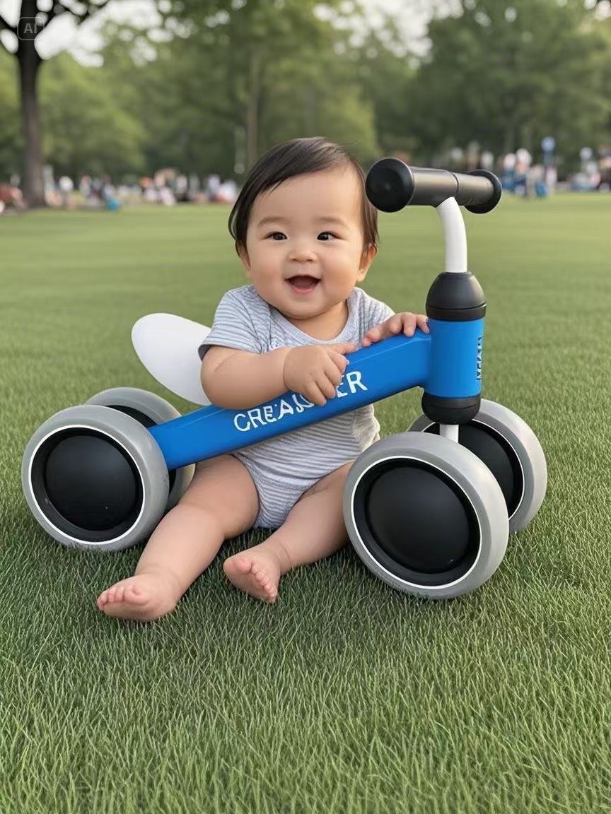Bicicleta de equilibrio para bebés sin pedales, scooter para niños de 1 a 2 años, andador de cuatro ruedas