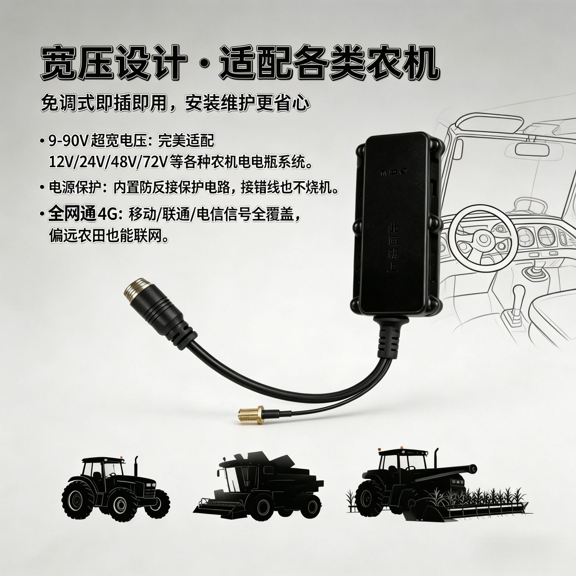 Agricultural Machinery Beidou-Specific Locator, Vehicle-Mounted Gps, High-Precision Rtk, Agricultural Machinery Operation Statistics, Beidou Satellite Locator