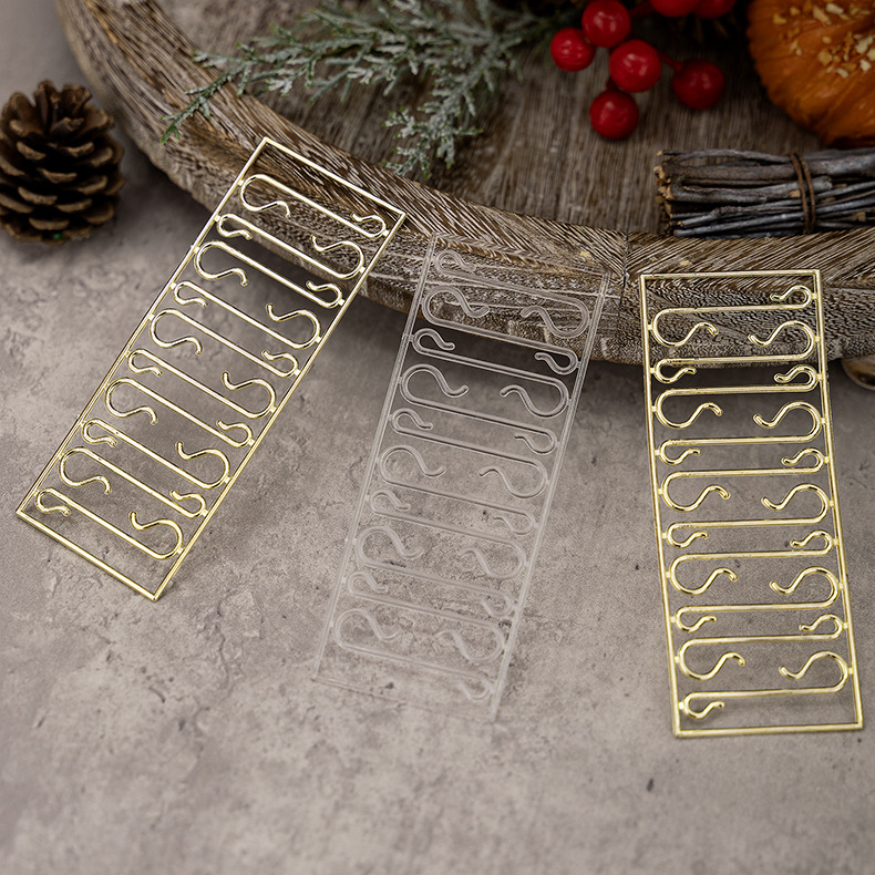 Christmas S Hook Pendant Christmas Tree Accessories Golden Hook Transparent Color Christmas S Hook Decoration_voghion.com