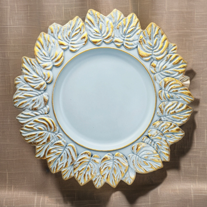 Cross-Border Vintage Light Luxury Gold Leaf Lace Decorative Plate Wedding Fruit Plate Amazon Bestseller Charger Plates Cross-Border Vintage Light Luxury Gold Leaf Lace Decorative Plate Wedding Fruit Plate Amazon Bestseller Charger Plates