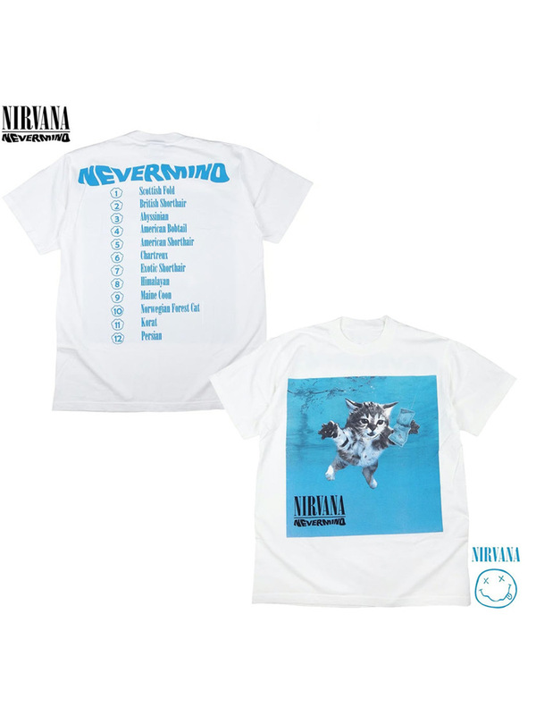 Nirvana Nirvana Band Rock Cat Pattern American Cotton Loose Short-Sleeved Digital Direct-Injection T-Shirt for Men