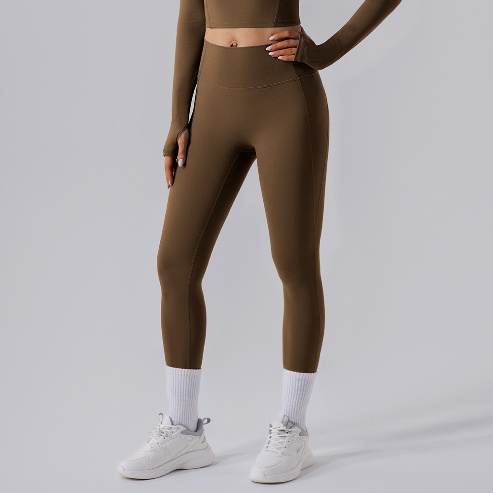 2025 nuevo desnudo de alta elasticidad para poner rizado pantalones de yoga para mujeres melonía de caderas abdominales deportivas pantalones de fitness ajustados
