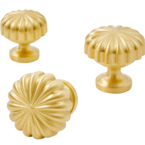 Personalized Creative Pumpkin Yellow Brass Handles Modern Minimalist Gold Luxury Copper Tones Cabinet Doors Shoe Cabinet Drawer Cabinet Pulls