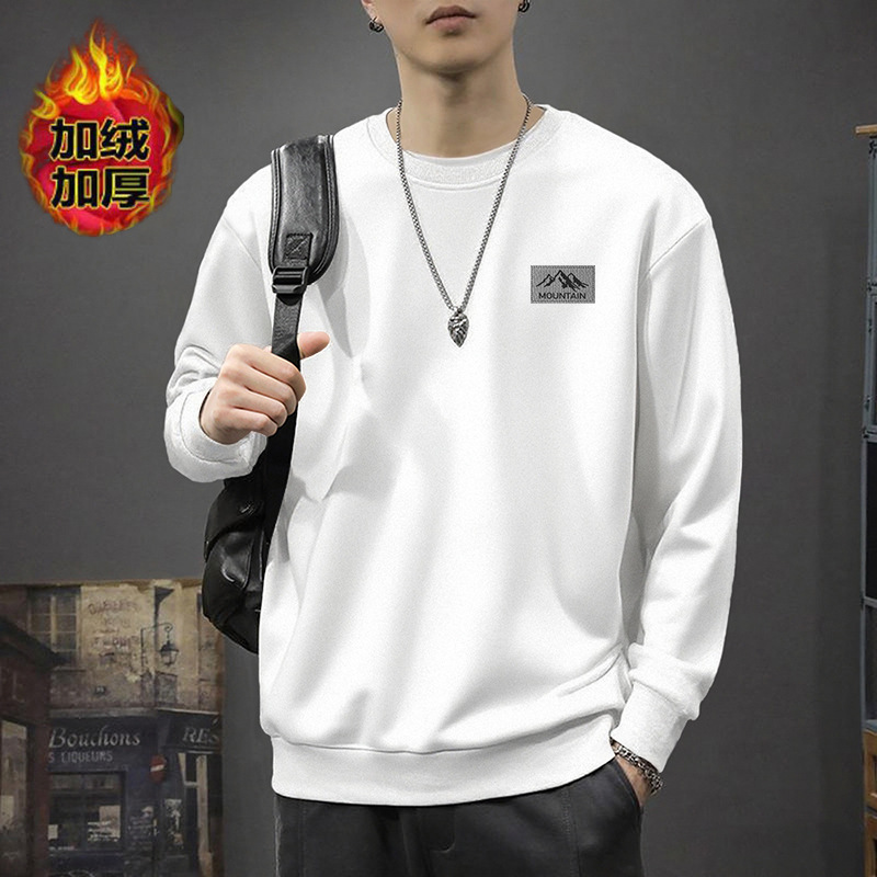 Otoño y invierno de cuello redondo nuevo estilo de moda suelta estilo de estilo de Hong Kong abrigo de hombre 420 gramos de terciopelo grueso suéter