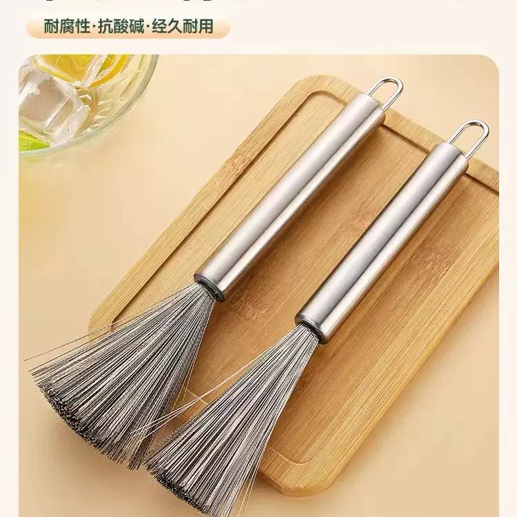 新款不锈钢锅刷厨房钢丝刷长柄可挂式清洁去油污刷子洗锅刷锅神器