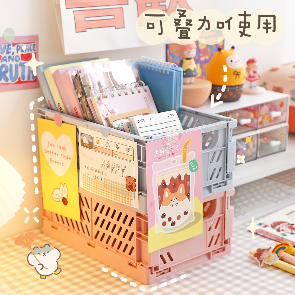 Desktop storage basket mini folding storage baskettelling office…