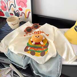 少儿立体玩偶长袖T恤春秋季2025新款宽松韩版卡通上衣半袖打潮流