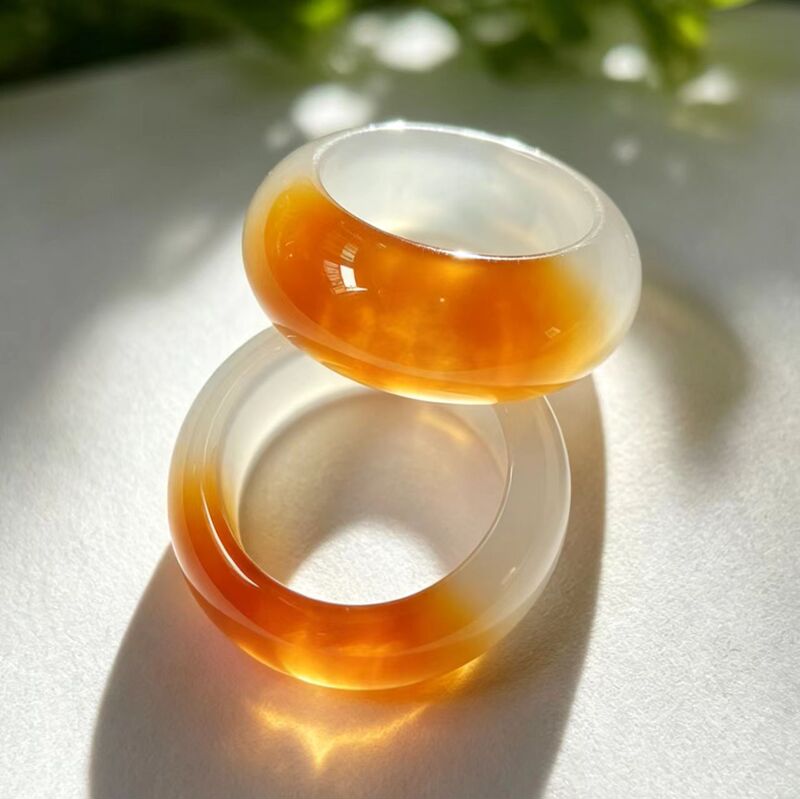 A High-Quality Ice Gradient Color Agate Ring, Suitable for Both Men and Women, Couple Style, Wide Band Agate Ring A High-Quality Ice Gradient Color Agate Ring, Suitable for Both Men and Women, Couple Style, Wide Band Agate Ring