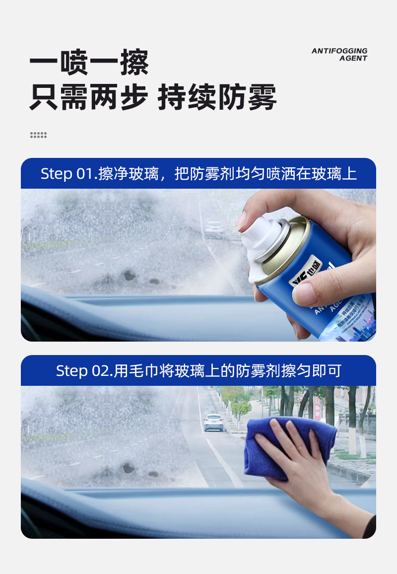 Anti-Fog and Anti-Rain Agent for Car Glass, Car Windows, Rearview Mirrors, Swimming Goggles, Helmets, and Eyeglasses; Water Repellent and Defogging Agent; Wholesale