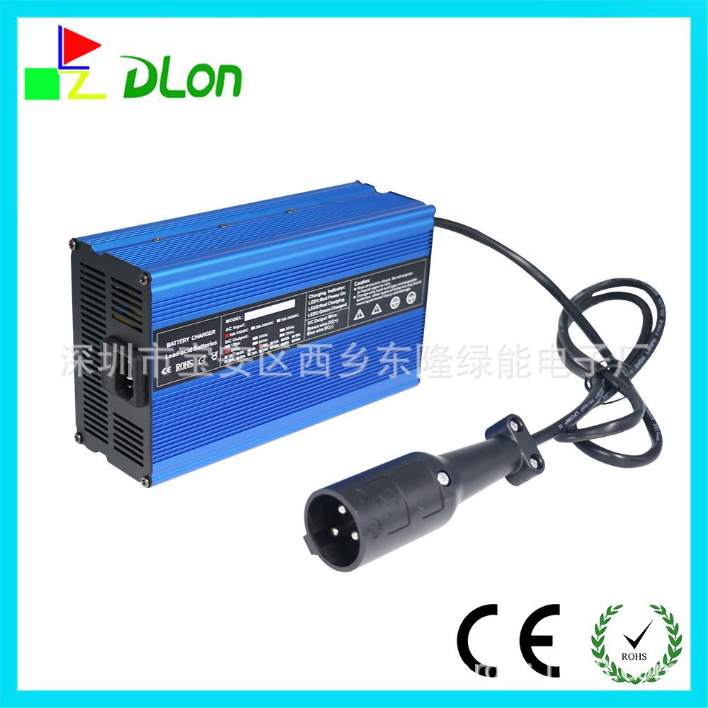 48V10A美规110V大圆头RPC 3Pin可带OBC线高尔夫球车铅酸充电器