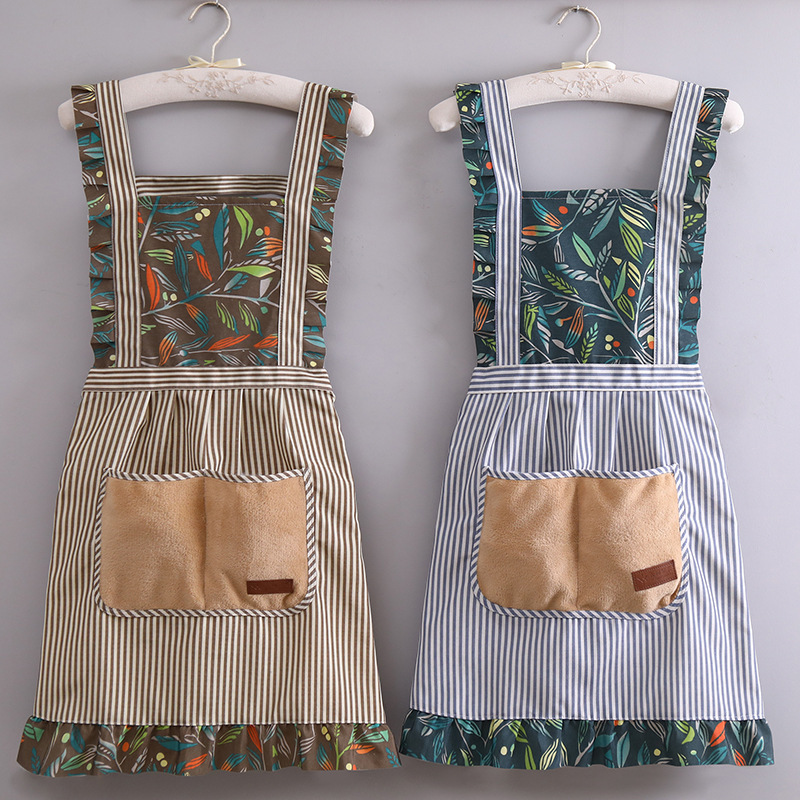 新型夏の韓国版ファッション油汚れ防止耐摩耗性家庭用キッチン作業服料理ウエスト女性レースプリンセススカート|undefined