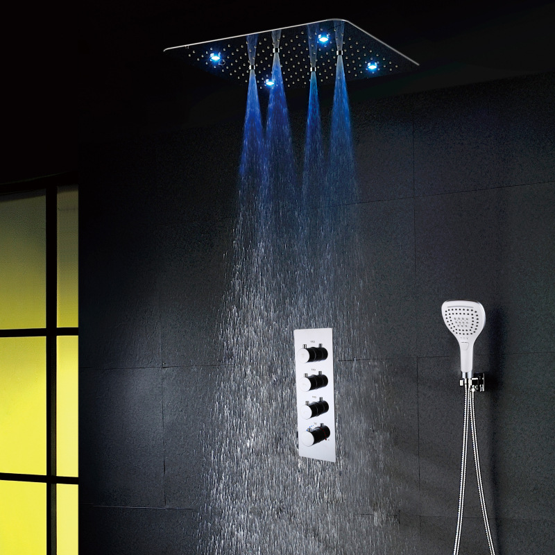 Cold and hot mixing valve concealed large shower ceiling stainless steel top spray SPA spray shower suit
