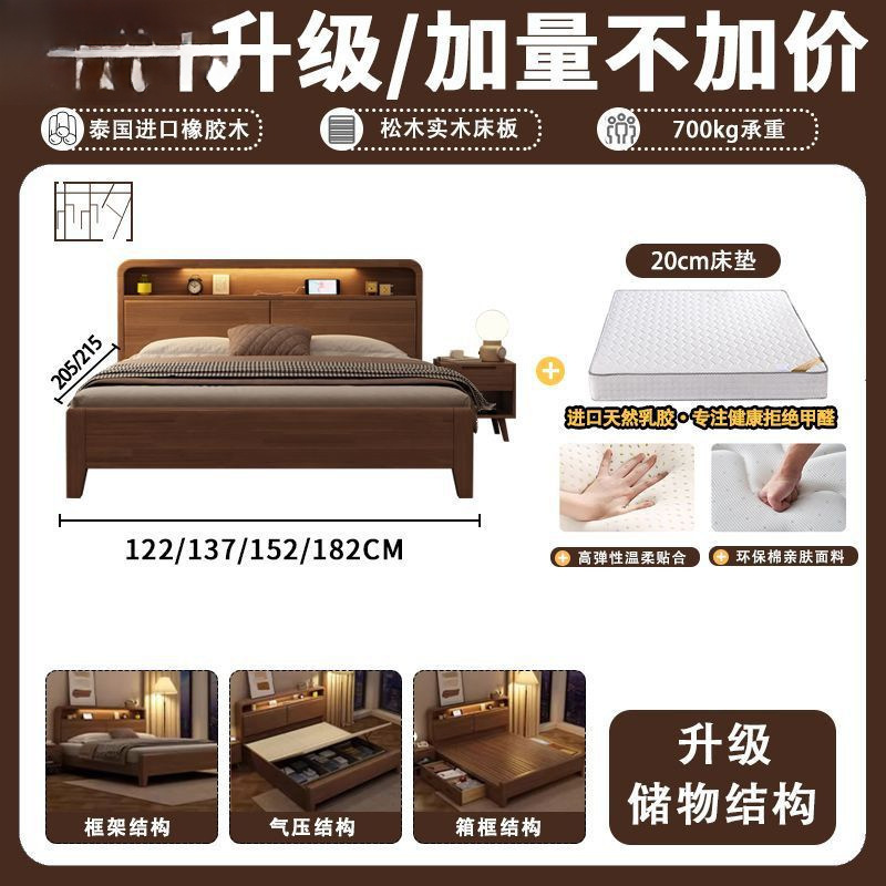 实木床胡桃1.8米1.5m双人床主卧经济婚床1.35米1.2儿童实木简约床|undefined