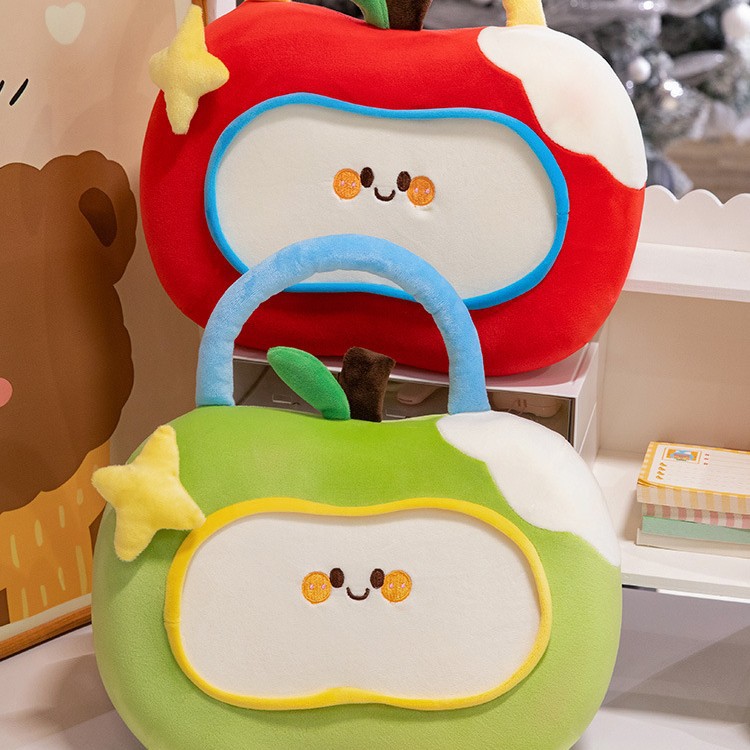 Creativo y lindo bolso de mano de manzana almohada de doble uso almohada dormitorio almohada cubierta de aire acondicionado edredón