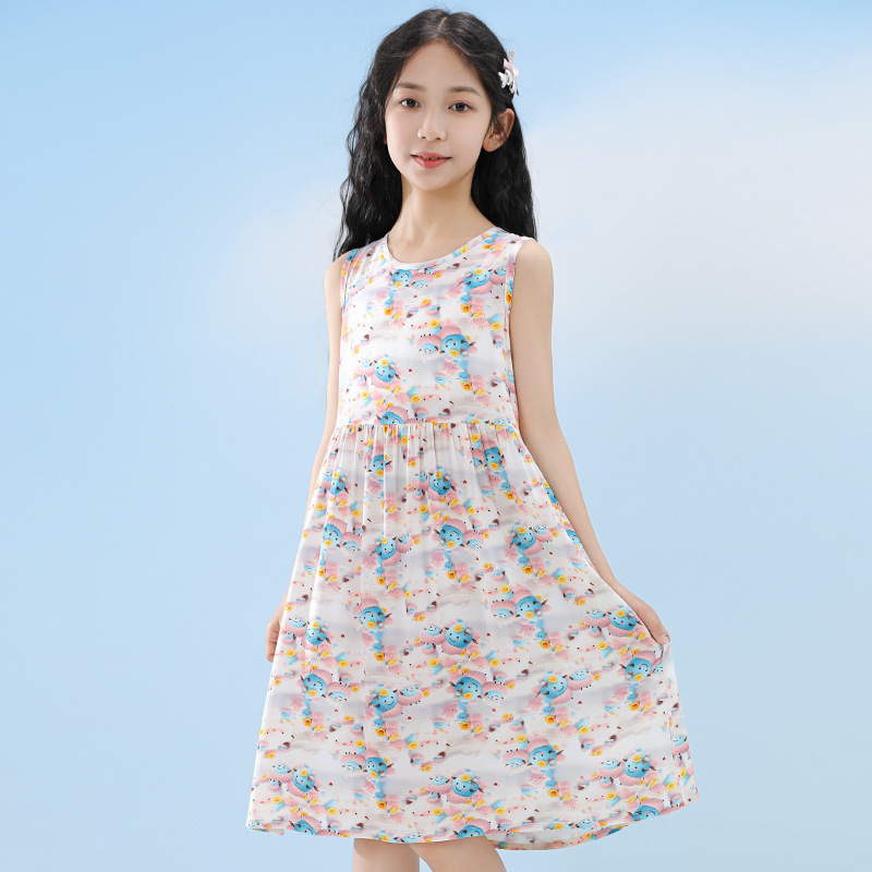 Cotton Silk Dress for Girls, Summer Strap Dress, Children's Dress, Baby Spring and Autumn New Slim-Fit Nightdress, Children's Pleated Dress Cotton Silk Dress for Girls, Summer Strap Dress, Children's Dress, Baby Spring and Autumn New Slim-Fit Nightdress, Children's Pleated Dress