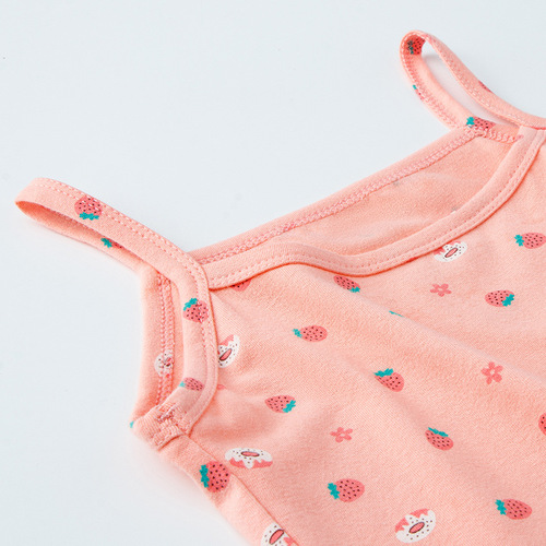 Summer pure cotton girls' camisole Korean style children's white casual print camisole for younger girls' camisole base top