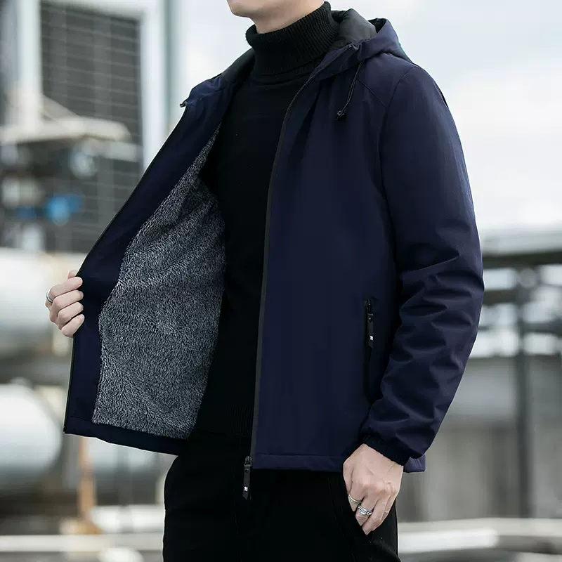 爆款夹克冬季2025年新款男士连帽修身时尚外套韩版潮流帅气男装潮