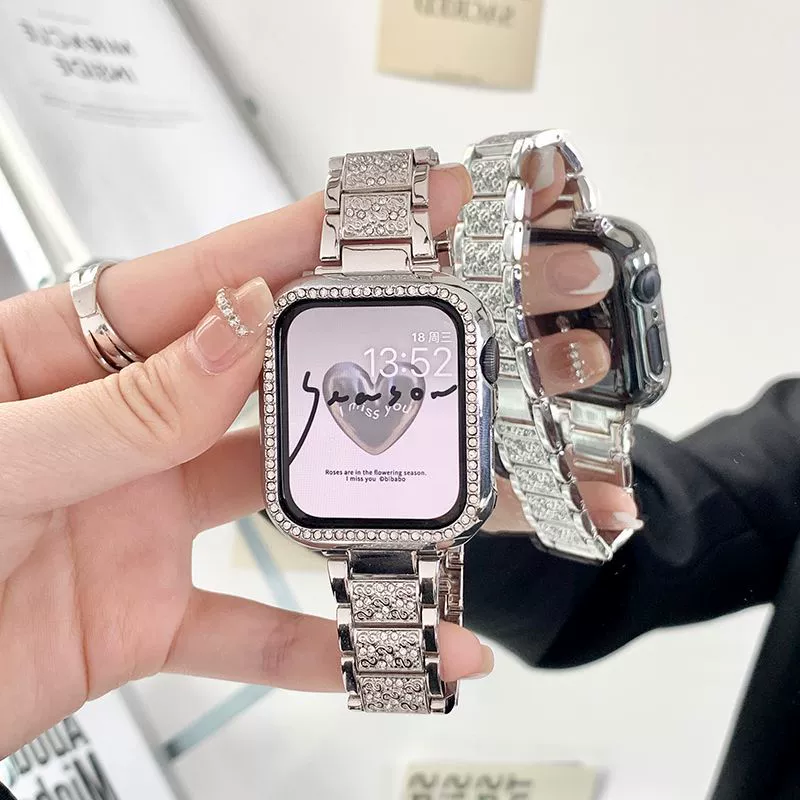 Подходит для Apple iwatchS10Ultra9 поколения 876543 часы с металлическими стразами для женщин