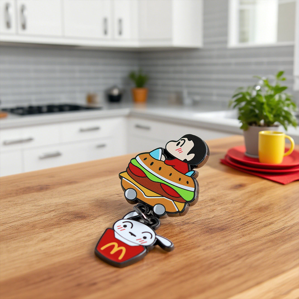Little New Burger Cart Brooch Cartoon Anime Enamel Badge Cute Little White Dog Pendant Bag Accessories Pendant