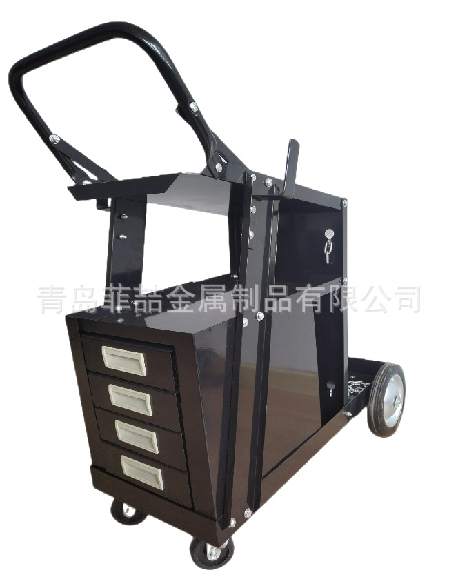 带4层抽屉电焊推车 二保焊车 气保焊焊接移动手拉车 汽修工具车辆