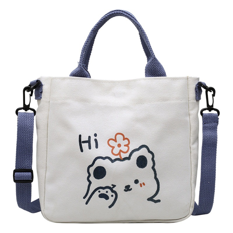 2022 New Arrival Canvas Women's Bag Soft Girl Street Portable Cute Bear Flower Printed Crossbody Bag Fashionable Shoulder Bag for Women