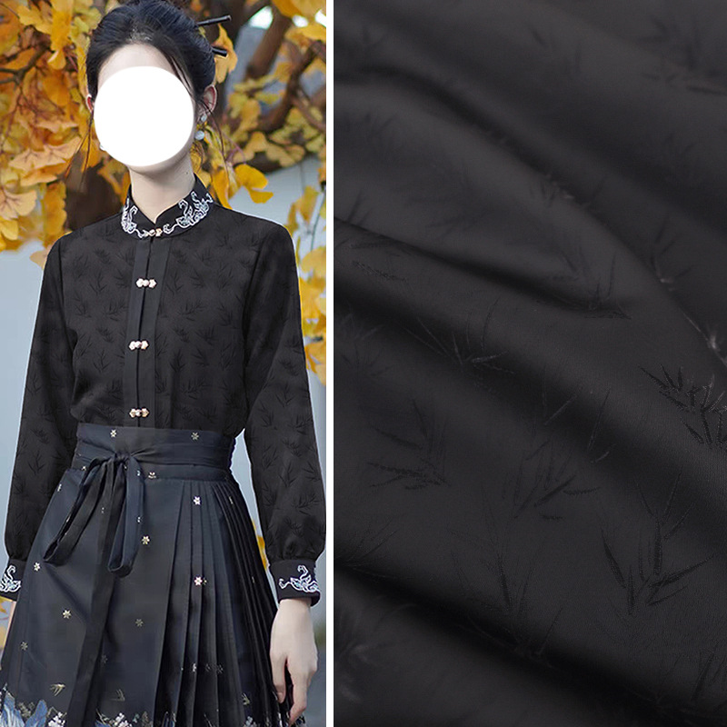 《清风竹影》提花布料源头厂家国潮上衣中国风睡衣连衣裙服装面料