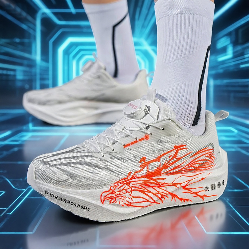 Nuevos zapatos para correr para hombres y mujeres, baja línea ligera transpirable doble red espesada latido cardíaco fluorescente para padres e hijos placa de carbono deportivo image 9