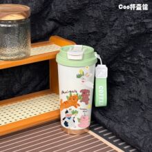 新款双饮保温杯韩范简约便携少女带盖大容量韩版日系杯子ins可爱
