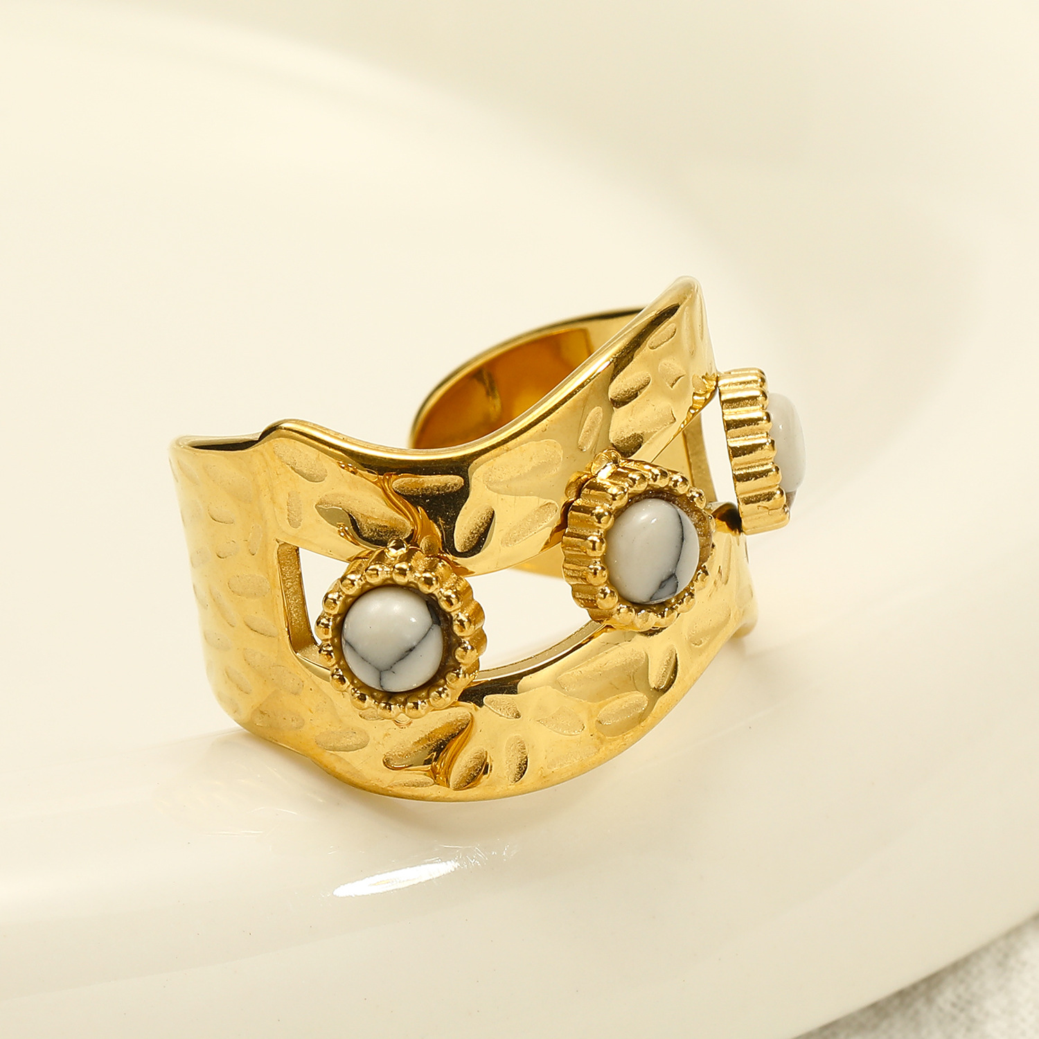 12g Weight Real Gold Plated Plating Material Open Rings Classification Adjustable Ring Size 1 Piece Quantity Casual, Daily Occasion 304 Stainless Steel Material Geometric, Color Block Pattern Women's Gender Vintage Style Style Waterproof Non Tarnish, Plating Craft Real Gold Plated Geometric Color Block 304 Stainless Steel Vintage Style Waterproof Non Tarnish Open Rings 11