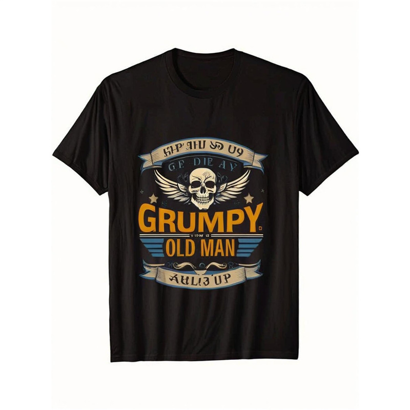 Specially Designed for Cross-Border Sales, Pure Cotton Short-Sleeved T-Shirt with a Grumpy Old Man Theme Print, Round Neck Style, Men's Summer Top Specially Designed for Cross-Border Sales, Pure Cotton Short-Sleeved T-Shirt with a Grumpy Old Man Theme Print, Round Neck Style, Men's Summer Top