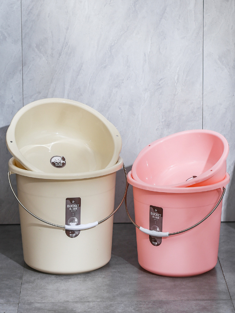 Bucket for home use, large size, hand-held, thick plastic water storage bucket, student dormitory shower and laundry bucket, round bucket and basin set