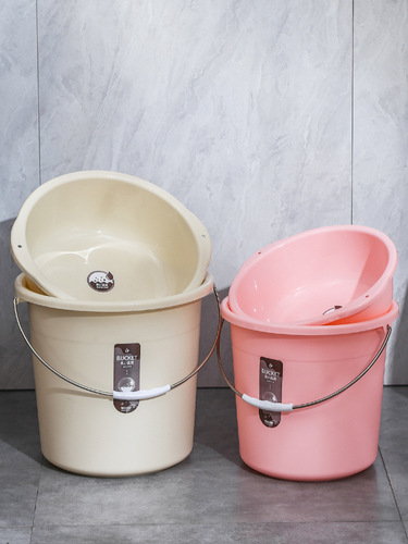Bucket for home use, large size, hand-held, thick plastic water storage bucket, student dormitory shower and laundry bucket, round bucket and basin set