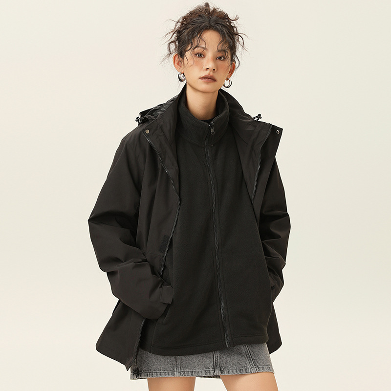 NASA玫瑰红冲锋夹克男女春秋季2025新款户外三合一登山衣服外套男|undefined