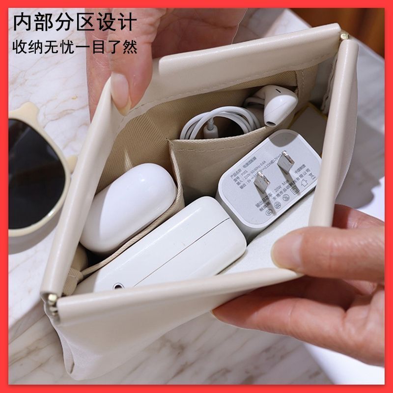 Lightweight Elastic Data Cable Earphone Storage Bag, Automatic Closing Coin Purse, Mini Portable Women's Makeup Bag Organizer Lightweight Elastic Data Cable Earphone Storage Bag, Automatic Closing Coin Purse, Mini Portable Women's Makeup Bag Organizer