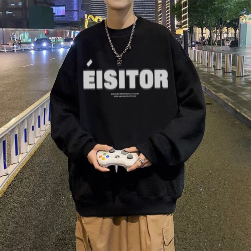 Men's Hongfeng Round Neck Sweatshirt Spring and Autumn Season Trend Brand Loose Jacket Versatile Stylish Couple Base Shirt Long Sleeve T-Shirt