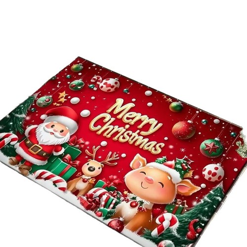 Cross-border Christmas crystal velvet entry mat household front door anti-slip absorbent foot mat durable mat