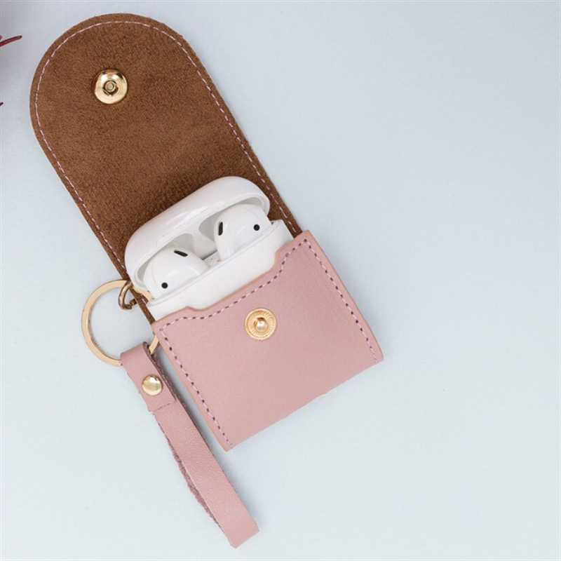 ins简约可爱卡通皮质保护套 PU皮革蓝牙耳机收纳包 男女适用