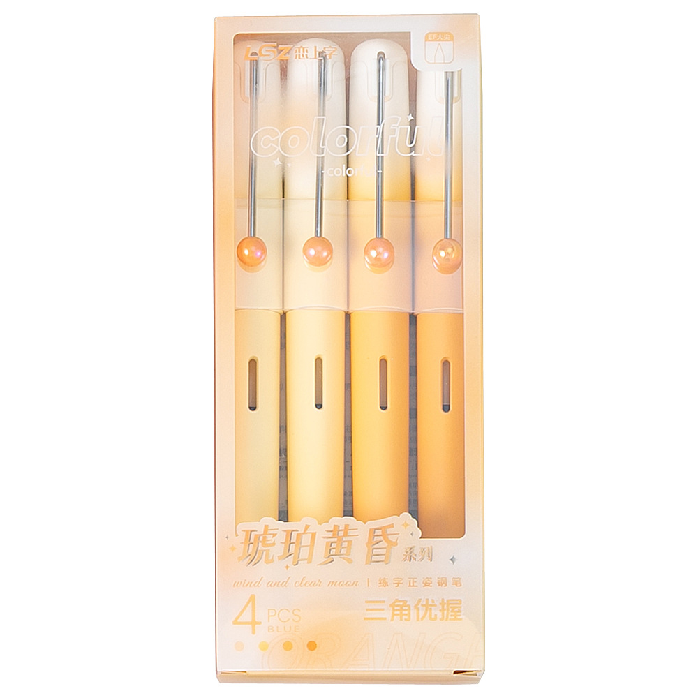 Ins de alto valor de la cara con pluma gradiente, pluma de bolsa de tinta intercambiable para estudiantes, pluma especial de tercer grado