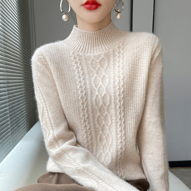 Otoño e Invierno 2024 nuevo suéter engrosado de las mujeres cuello redondo bottoming suéter cálido estilo occidental superior