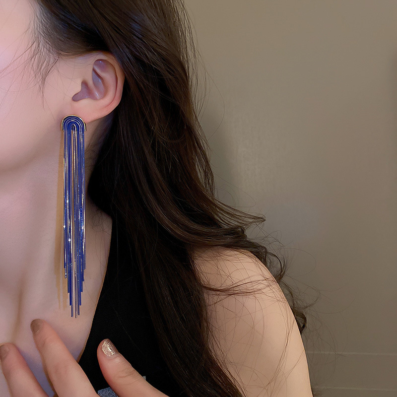 Aguja de plata, estilo de vacaciones azul, pendientes de lazo de flores suaves, pendientes de moda fresca, pendientes de ambiente dulce