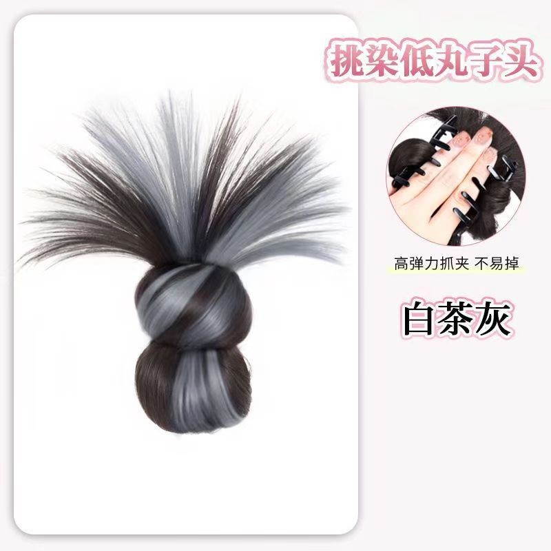 기질 낮은 닭 깃털 머리 - 갈색 검정색 하이라이트 백차 회색