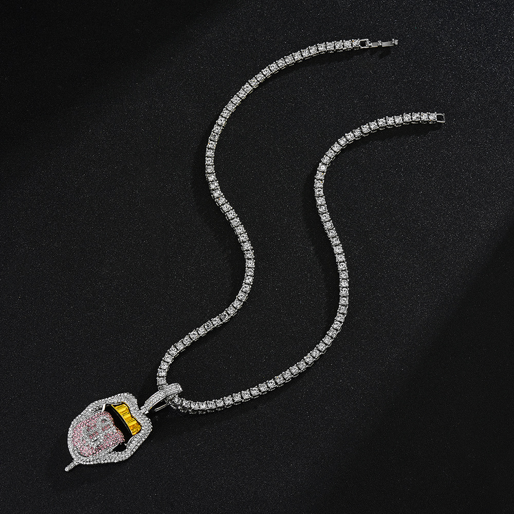 Collier pendentif hip-hop avec crâne diamant et design dollar_voghion.com